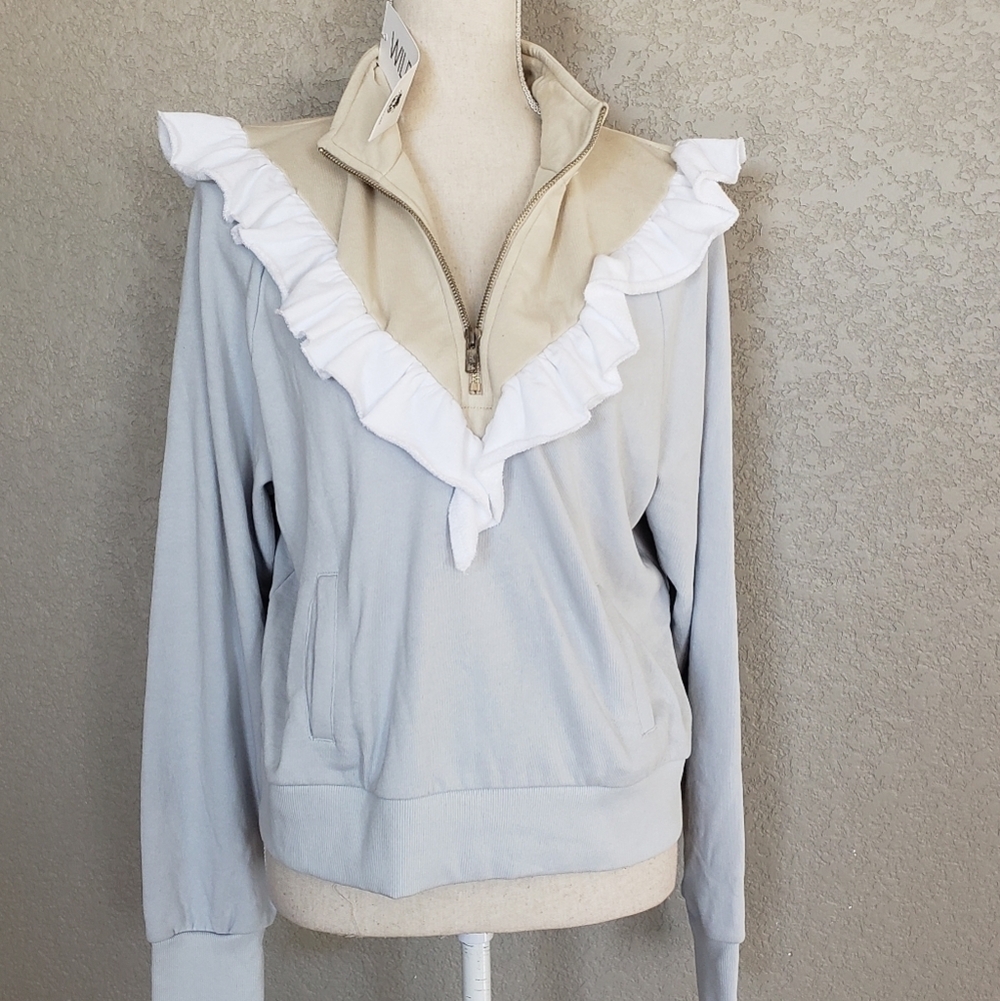 Wildfox ruffled sweatshirt half zip